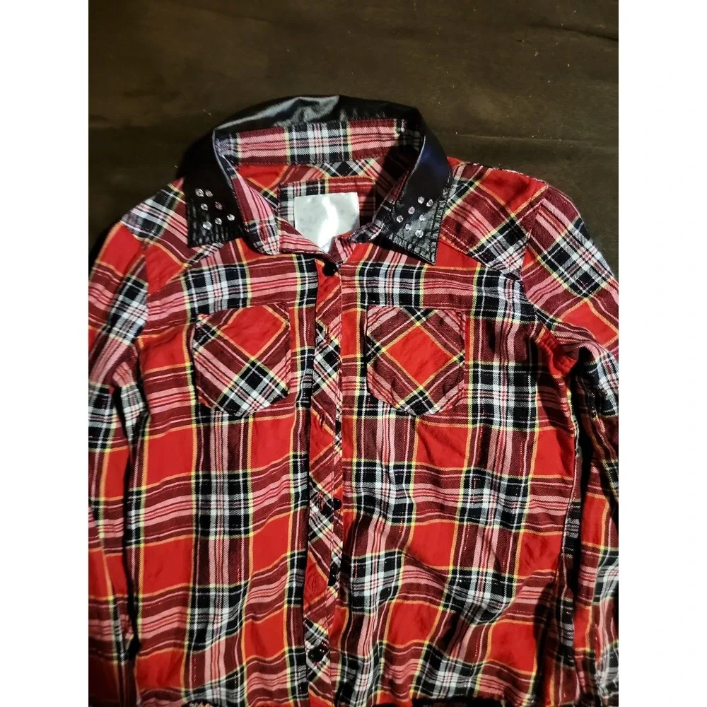 Justice red plaid‎ back to school outfit top and skort size 7